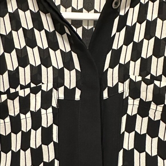 L.A.M.B. Black and White Checkered Button Down Shirt - Picture 2 of 3